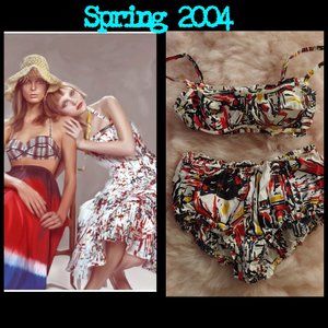 Vintage Prada 2004 cotton bikini bra set Venetian Print Tourist miu miu